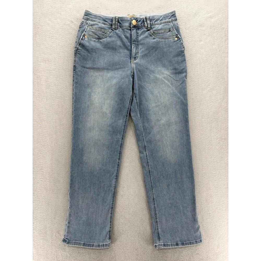 Democracy Ab Technology Straight Jeans Womens 12 Blue Light Wash Mid Rise Casual